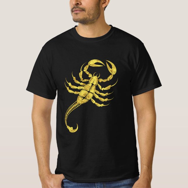 Scorpion Zodiac Sign Tribal Tatto Illustration T Shirt (Framsida)