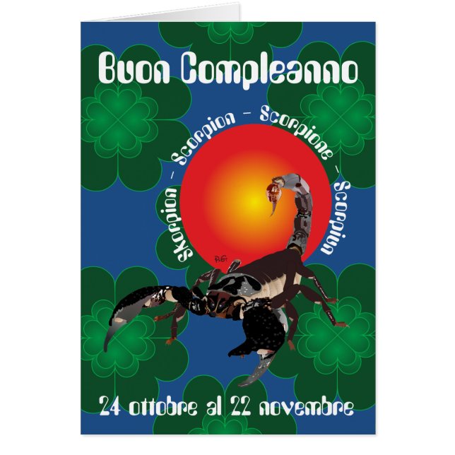 Scorpione 24 ottobre al 22 nov. Biglietti d'auguri Hälsningskort (Framsidan)