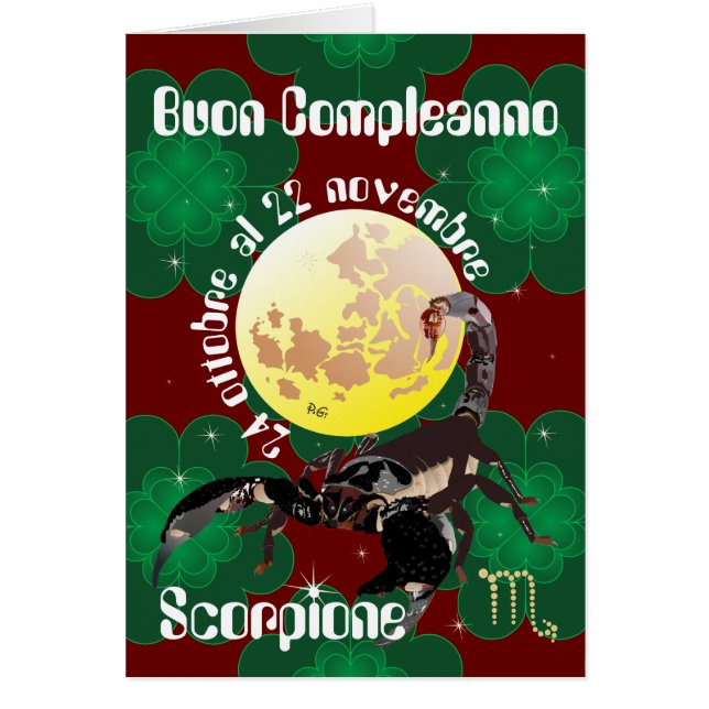 Scorpione 24 ottobre al 22 nov. Biglietti d'auguri Hälsningskort (Framsidan)