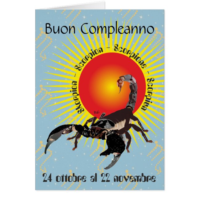Scorpione 24 ottobre al 22 nov. Biglietti d'auguri Hälsningskort (Framsidan)