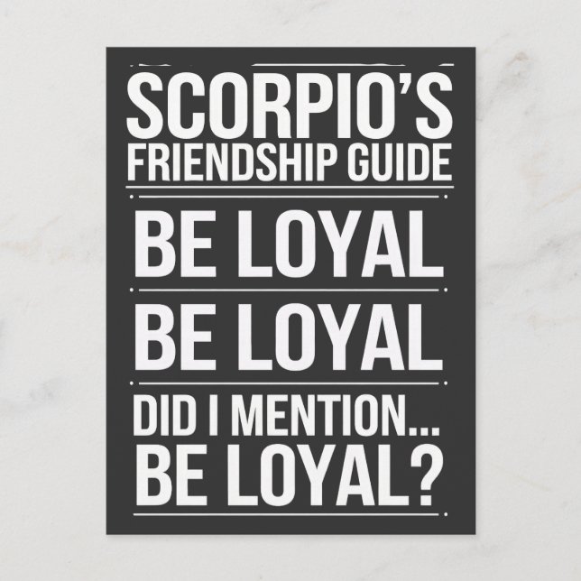 Scorpios Vänskap Guide Funny Quote Vykort (Framsida)