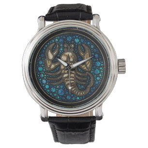 ScorpioZodiac pricker guld för konststilAbalone Armbandsur
