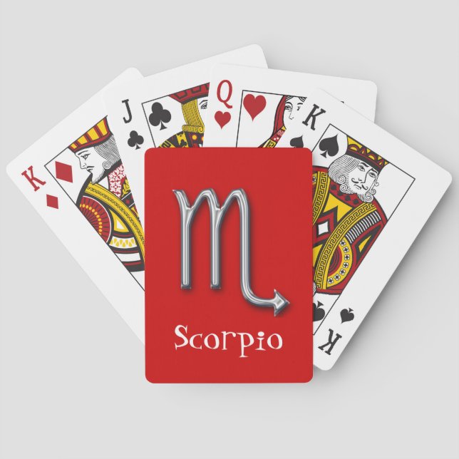 ScorpioZodiac-Röd-faux metall Spel Kort (Baksidan)