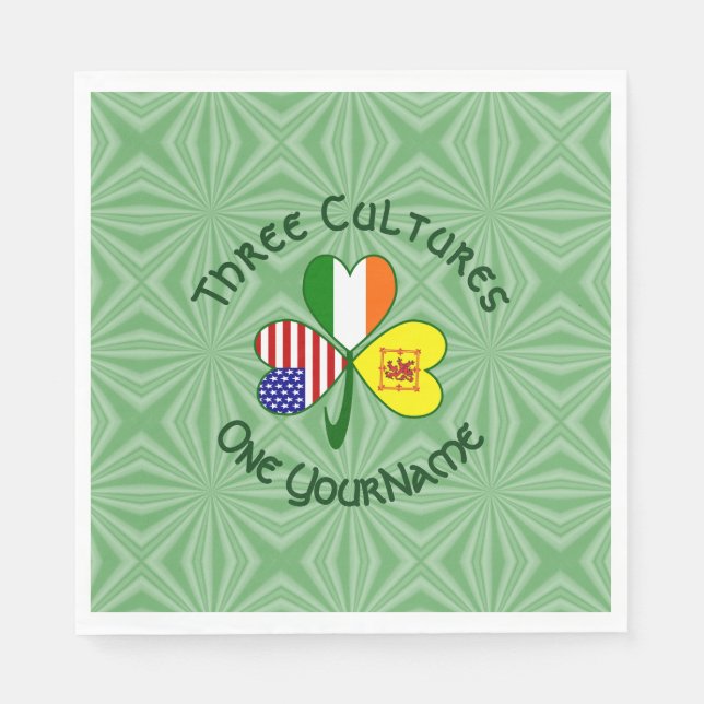 Scot Lejon Irish USA flagga Shamrock Personlig Pappersservett (Framsidan)