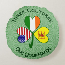 Scot Lejon Irish USA flagga Shamrock Personlig Rund Kudde