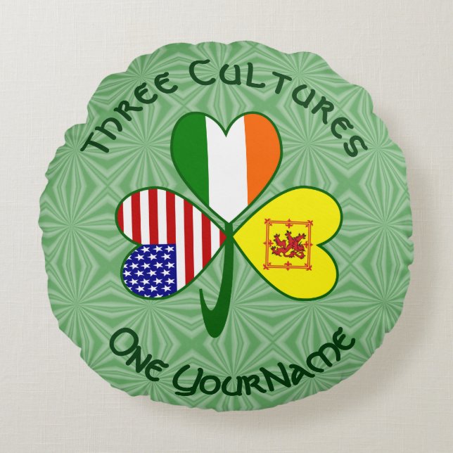 Scot Lejon Irish USA flagga Shamrock Personlig Rund Kudde (Framsidan)