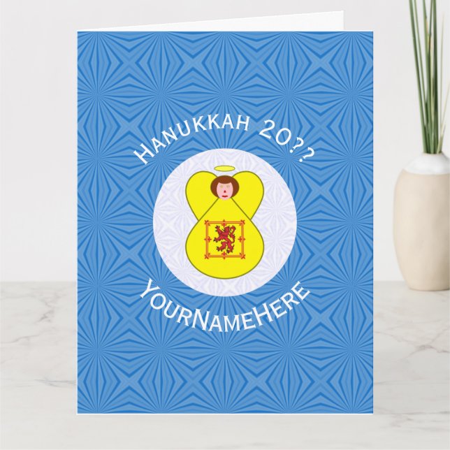Scot Lejon Rampant Angel Hanukkah Flagga Personali Kort (Framsida)