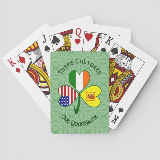 Scot Rampant Irish American Flaggor Shamrock Namn Casinokort (Baksidan)