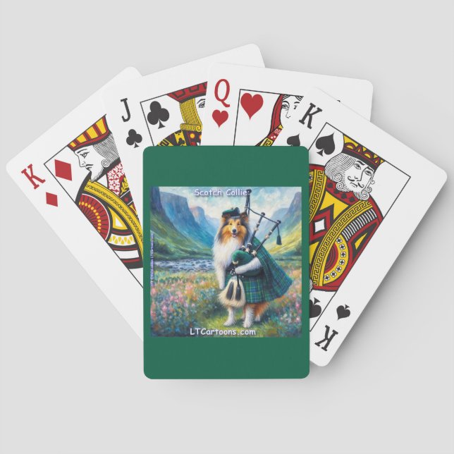 Scotch Collie Serenade – Bagpipes & Tartan Whimsy Casinokort (Baksidan)