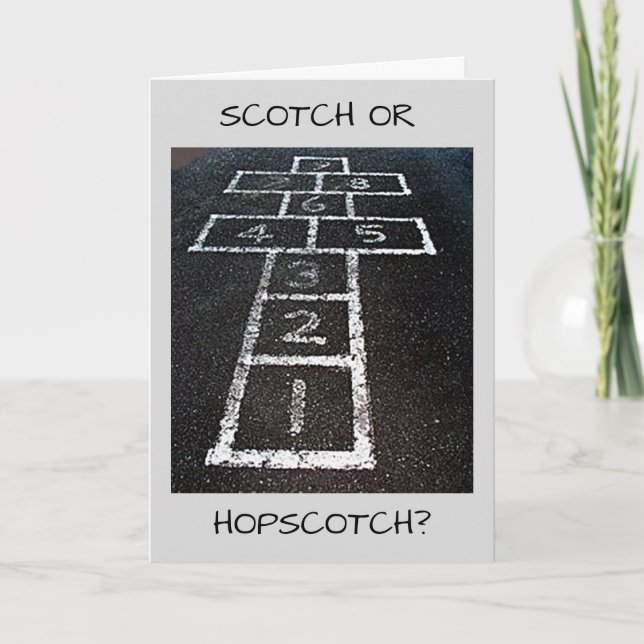 SCOTCH ELLER HOPSCOTCH-GRATTIS PÅ FÖDELSEDAGEN vux Kort (Framsida)