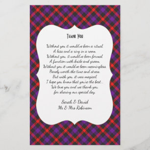 Scotch Klan Tartan Bröllop Dikt Tack Rulla
