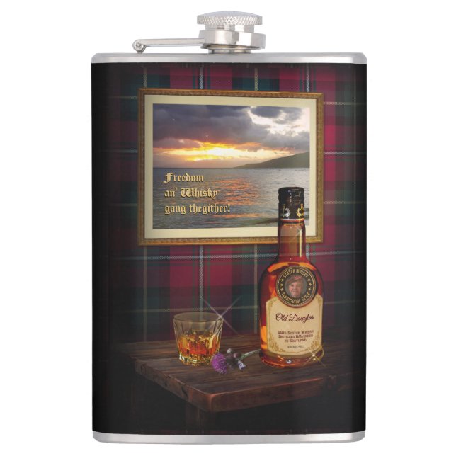 Scotch Whisky Flask med din text och bild Fickplunta (Framsidan)