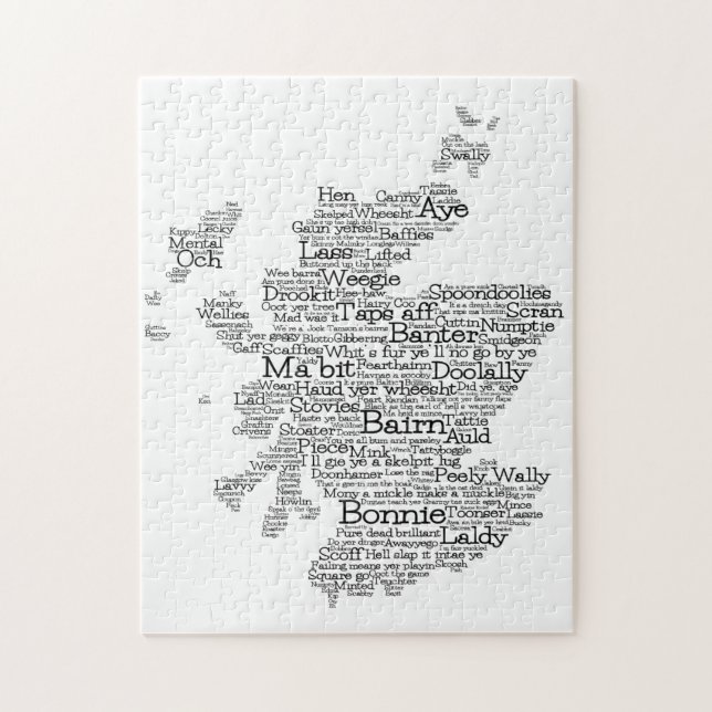 Scotish Slang Ord Karta Jigszle Puzzle Pussel (Vertikal)