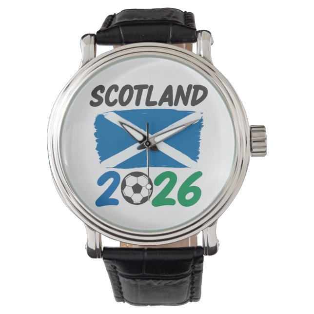 Scotland 2026 Soccer Fan Design / Saltire and Foot Armbandsur (Framsida)