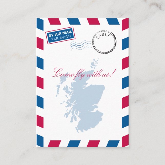 Scotland Airmail Escort/Sittkort Bröllop Placeringskort (Framsida)