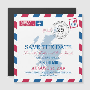 Scotland Airmail Spara datum Magnetisk Inbjudningskort