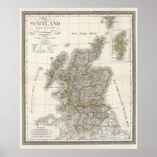 Scotland Atlas Karta Poster (Framsidan)
