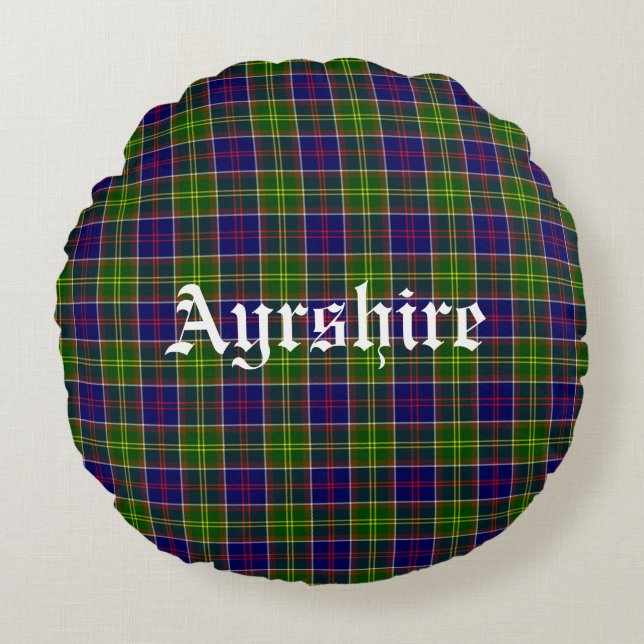 Scotland Ayrshire District Tartan Rund Kudde (Framsidan)