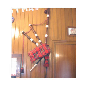 Scotland Bagpipe Tartan Plade Musical Instrument Anteckningsblock