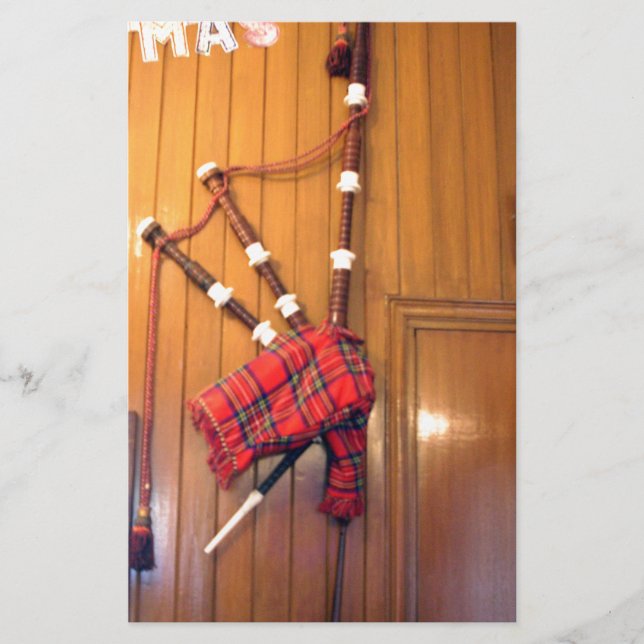 Scotland Bagpipe Tartan Plade Musical Instrument Brevpapper (Framsida)