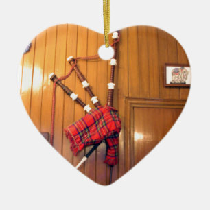 Scotland Bagpipe Tartan Plade Musical Instrument Julgransprydnad Keramik