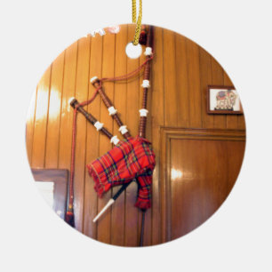 Scotland Bagpipe Tartan Plade Musical Instrument Julgransprydnad Keramik