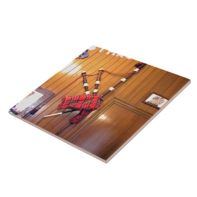 Scotland Bagpipe Tartan Plade Musical Instrument Kakelplatta (Sidan)