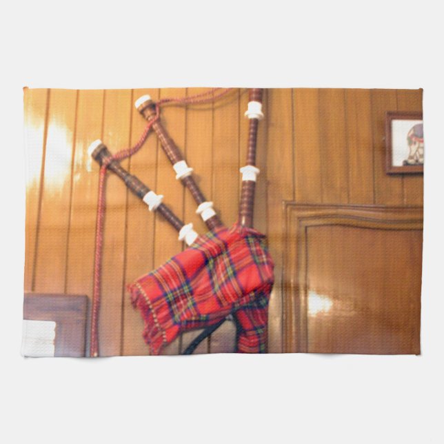 Scotland Bagpipe Tartan Plade Musical Instrument Kökshandduk (Horisontell)