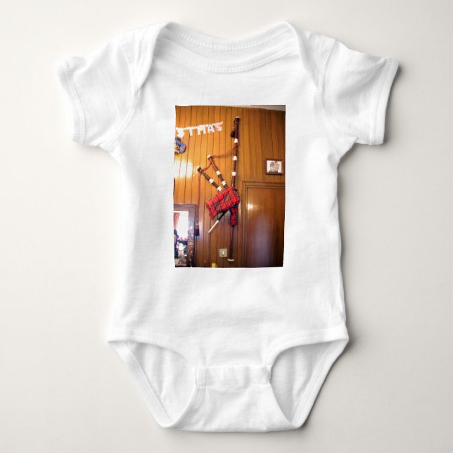 Scotland Bagpipe Tartan Plade Musical Instrument Tee (Framsida)