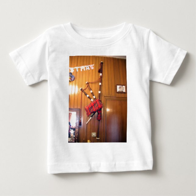 Scotland Bagpipe Tartan Plade Musical Instrument Tee (Framsida)