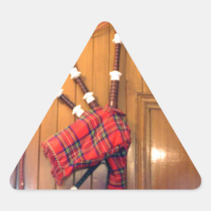 Scotland Bagpipe Tartan Plade Musical Instrument Triangelformat Klistermärke