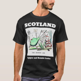 Scotland Bagpipes och Bonnie Lassies Black T Shirt