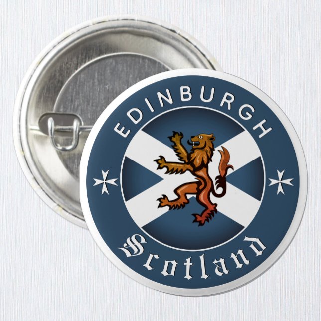 Scotland Button, Rampant, Edinburgh, Scottish Flag Knapp (Scotland Button / Flag, Rampant, City)