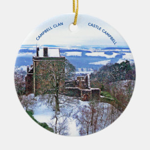 Scotland Castle Campbell Klan Snö Julafton Julgransprydnad Keramik