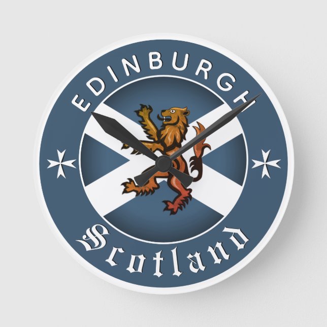 Scotland Clock, Rampant, Edinburgh, Scottish Flagg Rund Klocka (Framsida)