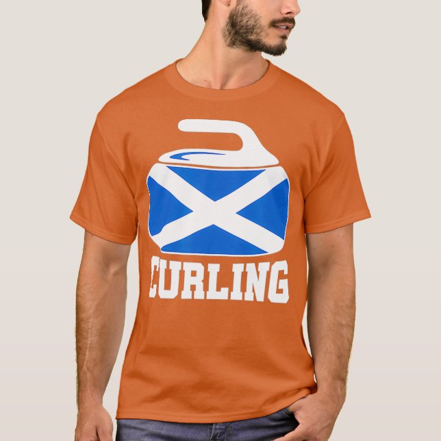 Scotland Curling I Scottish Flagga Curling Stone T Shirt (Framsida)
