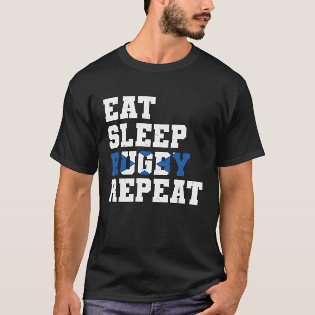 Scotland Eat Ssov Rugby Repeat Scottish Sport T Shirt (Framsida)