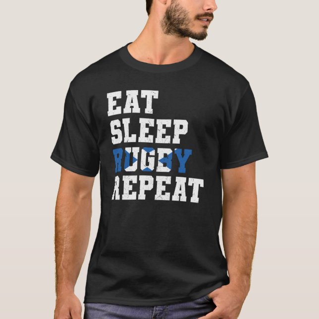Scotland Eat Ssov Rugby Repeat Scottish Sport T Shirt (Framsida)