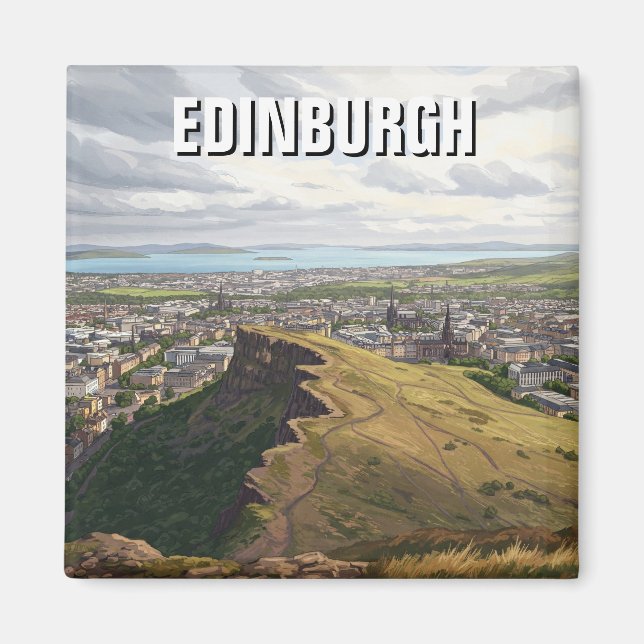 Scotland Edinburgh Arthurs Seat Travel Magnet (Framsidan)