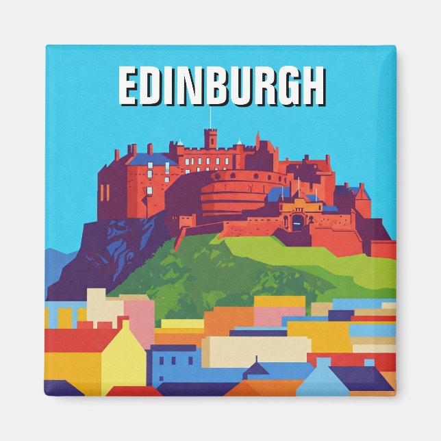 Scotland Edinburgh Castle Abstrakt Art Magnet (Framsidan)
