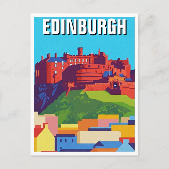 Scotland Edinburgh Castle Abstrakt Art Vykort (Framsida)