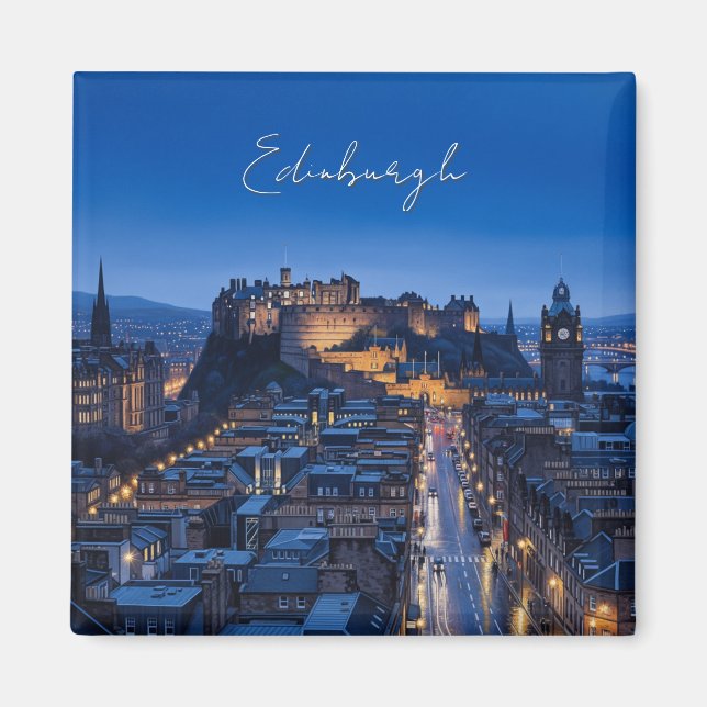 Scotland Edinburgh Castle Night Magnet (Framsidan)