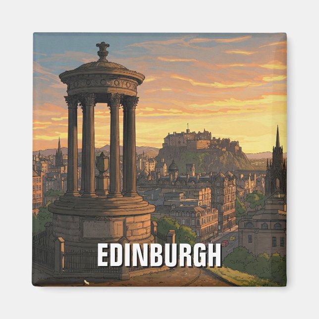 Scotland Edinburgh Dugald Stewart Monument Magnet (Framsidan)
