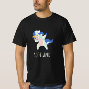 Scotland Flagga Dabbing Unicorn T Shirt
