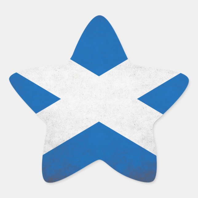 Scotland Flagga Grunge Stjärnformat Klistermärke (Framsida)