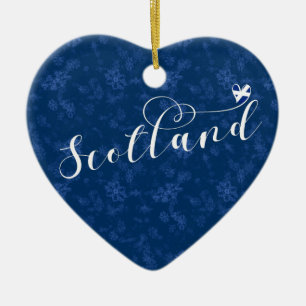 Scotland Flagga in Heart, Scottish Saltire Julgransprydnad Keramik