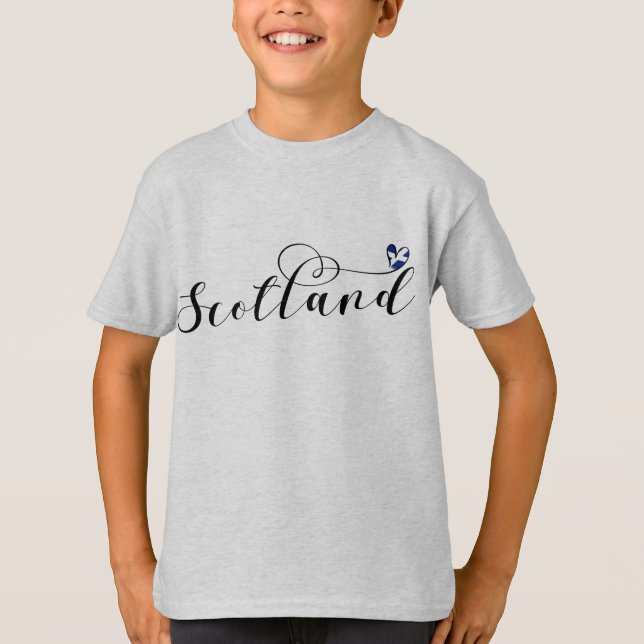 Scotland Flagga in Heart, Scottish Saltire T Shirt (Framsida)