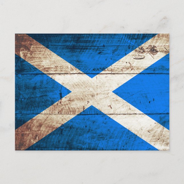 Scotland Flagga on Old Wood Grain Vykort (Framsida)