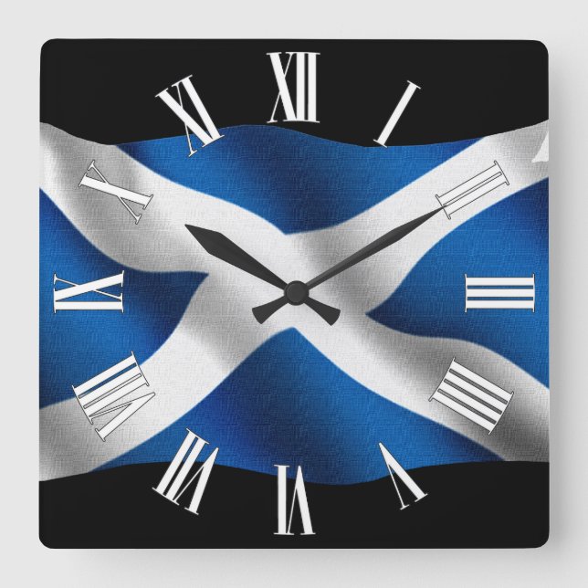 SCOTLAND Flagga Proud Scots Patriotic Wall Clock Fyrkantig Klocka (Framsida)
