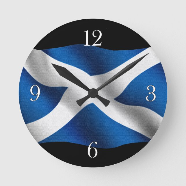SCOTLAND Flagga Proud Scots Patriotic Wall Clock Rund Klocka (Framsida)